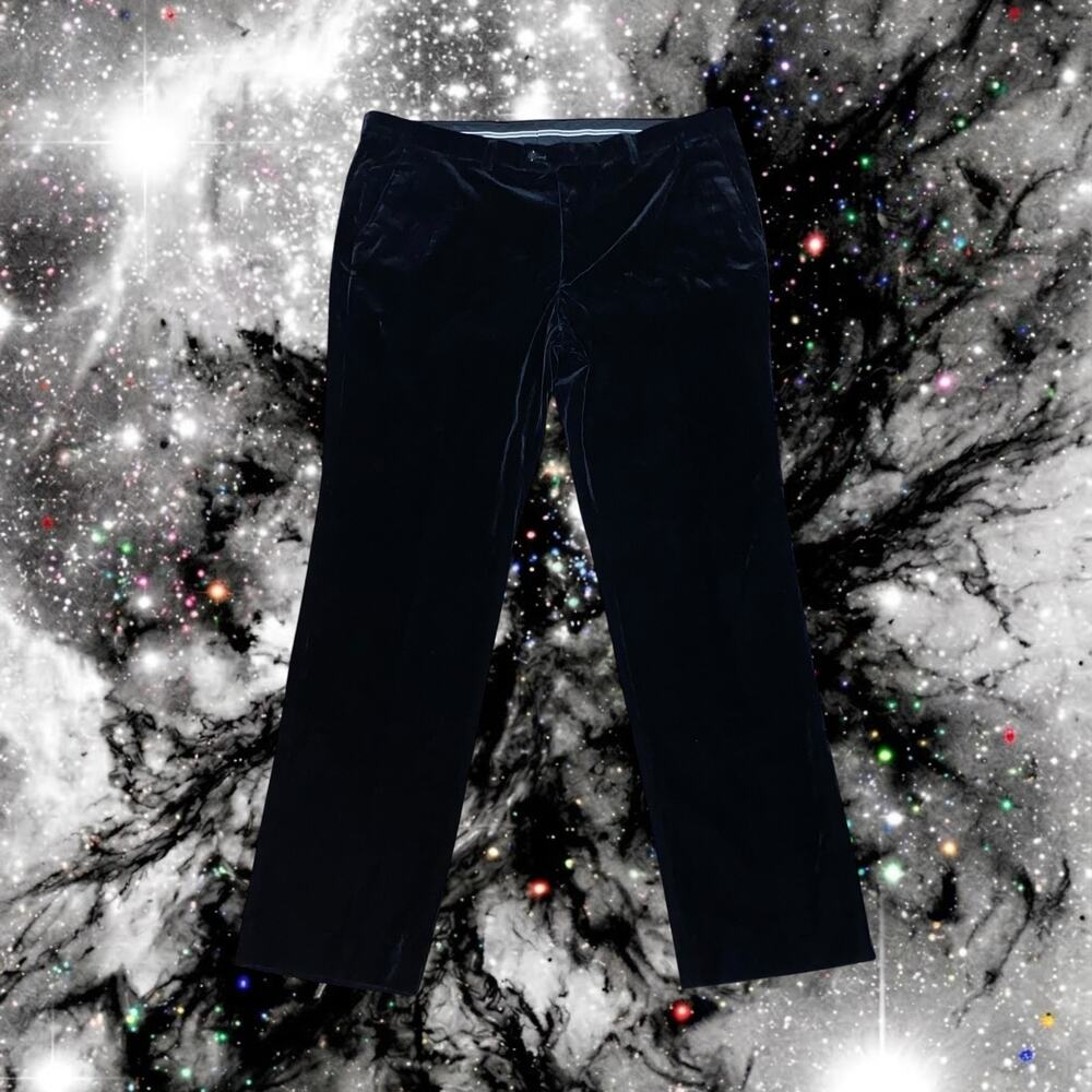 Inserch Mens Black Velvet Dress Pants Trousers Flat Front Slacks Size 42